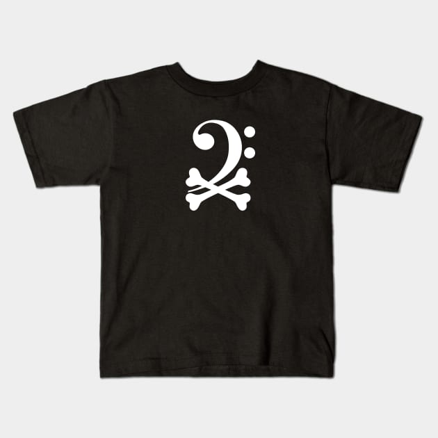 Bass Clef And Crossbones Kids T-Shirt by ANDCROSSBONES